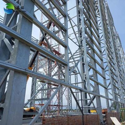 โกดัง Prefab โครงสร้างเหล็ก โรงงานอาคาร การประกอบ / การแยกแยกง่าย