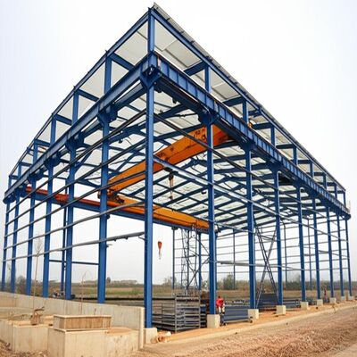 C Z Shape Channel Purlin Steel Structure Warehouse with Angle Steel Bracing and Crane ตามความต้องการของลูกค้า