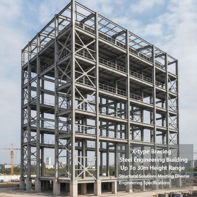 X-type Bracing Steel Engineering Building Up To 30m Height Range Solutions Structural Meeting Diverse Engineering Specifications การสร้างอาคารสูงถึง 30 เมตร การแก้ไขโครงสร้างที่ตอบสนองความแตกต่างต่างของวิศวกรรม